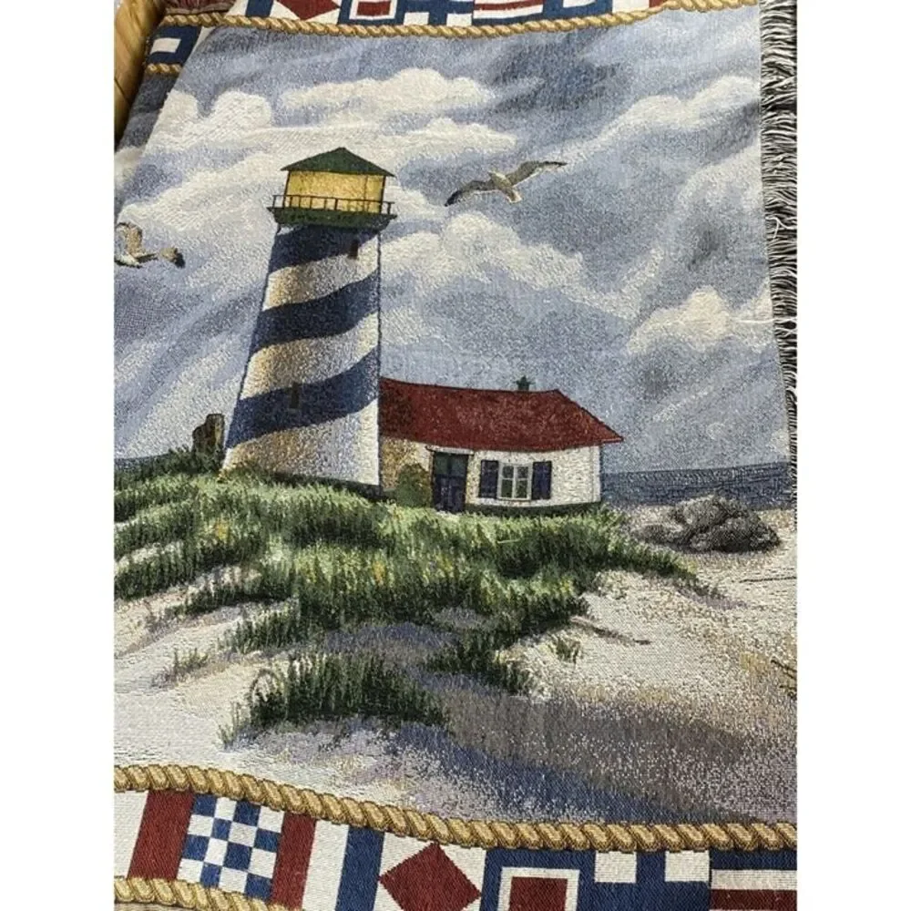 Coastal Sea Nautical Lighthouse Tapestry Wall Hanging 56X46.5